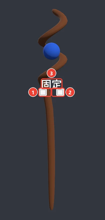 GM 杖。 ◁ に 1、 ▷ に 2、 モードの字に 3 の印